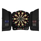 KOTO - Soft Classic Kabinett (39X1.5X43.3 cm), 6 Soft Tip Darts, 32 Spiele, 590 Spielvarianten Elektronische Dartscheibe, Kabinett, Praktisches Zubehör, Höhlendekor