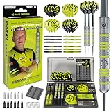 Winmau MvG Dart Steeltip Geschenkset - 50-teiliges Dartset mit 4 Sätzen Dartschäften, 4 Sätzen Flüge und Zubehör