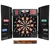 UItrasport elektronisches Dartboard mit Türen, Classic Dart für 16 Spieler, Dartspiel mit LED-Anzeige, 38 Spielen und vielen Varianten/Dartscheibe inklusive 12 Softpfeile und verschließbaren Türen